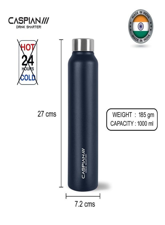CASPIAN /// Astra Stainless Steel Water Bottle 1 Ltr (Litre) For Fridge, Home, Office, School, Gym-Ideal For Adults, Men, Women, Kids, Boys, Girls-1000Ml Leakproof, Rust Free, Eco-Friendly, Royal Blue - Image 3